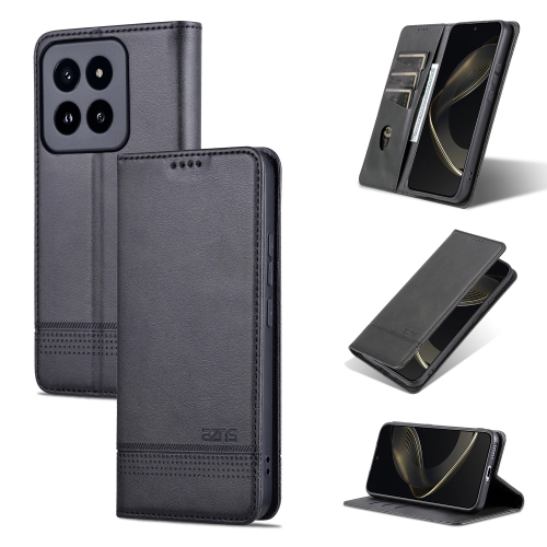 

For Xiaomi 14 Pro AZNS Magnetic Calf Texture Flip Leather Phone Case(Black)