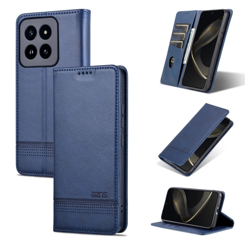 

For Xiaomi 14 Pro AZNS Magnetic Calf Texture Flip Leather Phone Case(Dark Blue)