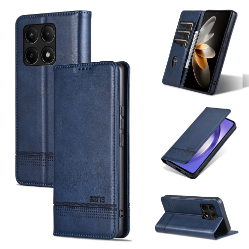 

For Xiaomi Redmi K70/K70 Pro AZNS Magnetic Calf Texture Flip Leather Phone Case(Dark Blue)