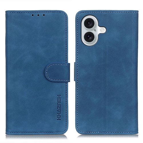 

For iPhone 16 KHAZNEH Retro Texture Leather Phone Case(Blue)