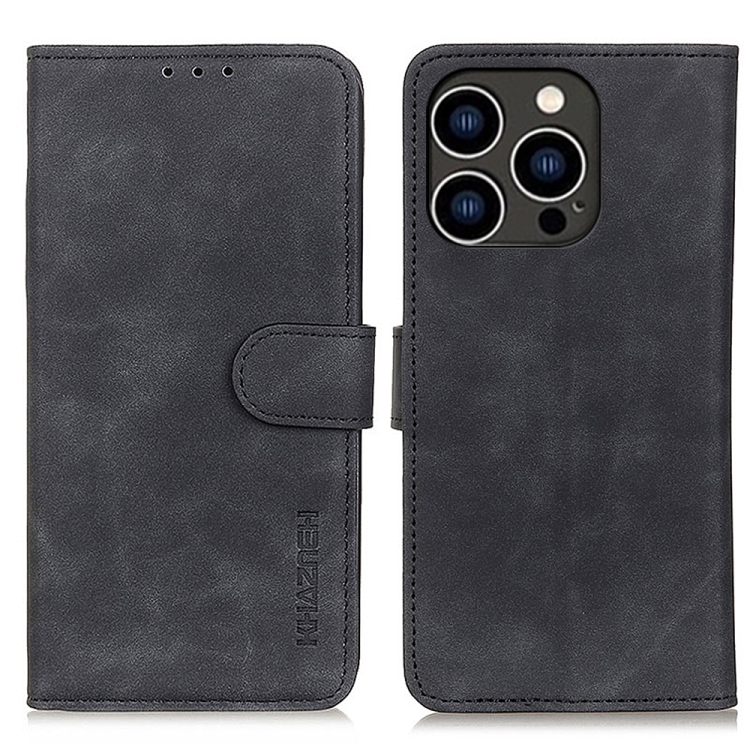 

For iPhone 16 Pro KHAZNEH Retro Texture Leather Phone Case(Black)