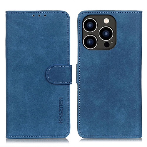 

For iPhone 16 Pro KHAZNEH Retro Texture Leather Phone Case(Blue)