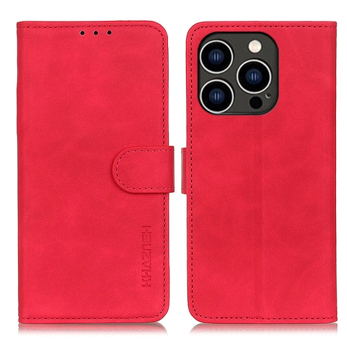 

For iPhone 16 Pro KHAZNEH Retro Texture Leather Phone Case(Red)