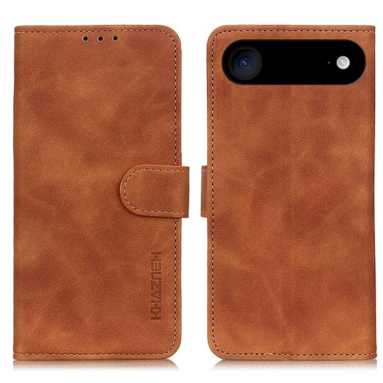 

For iPhone 17 Air KHAZNEH Retro Texture Leather Phone Case(Brown)