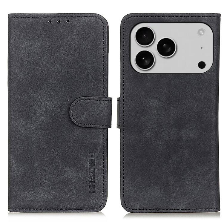 

For iPhone 17 Pro KHAZNEH Retro Texture Leather Phone Case(Black)