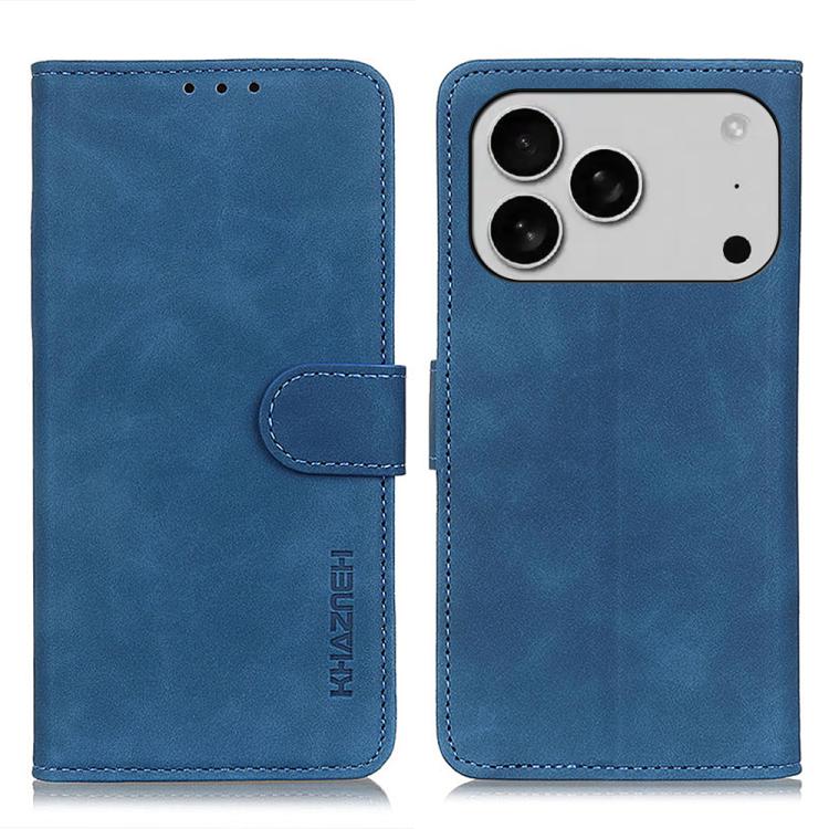 

For iPhone 17 Pro KHAZNEH Retro Texture Leather Phone Case(Blue)