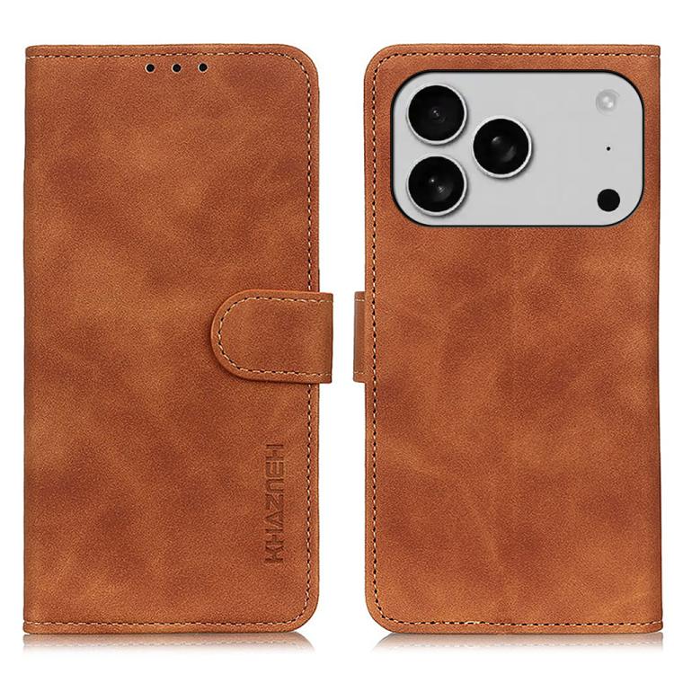 

For iPhone 17 Pro KHAZNEH Retro Texture Leather Phone Case(Brown)