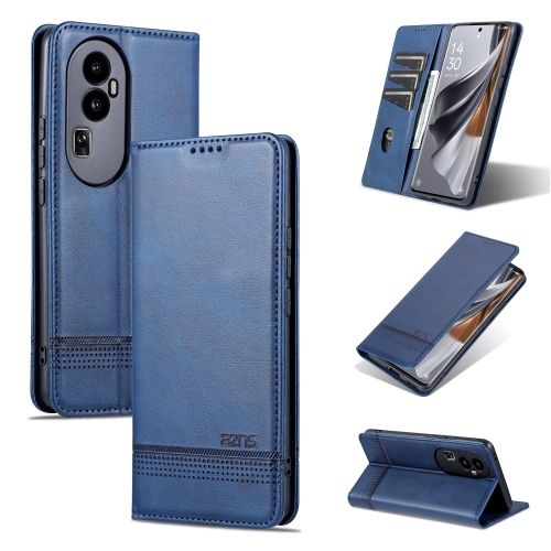 

For OPPO Reno10 Pro AZNS Magnetic Calf Texture Flip Leather Phone Case(Dark Blue)