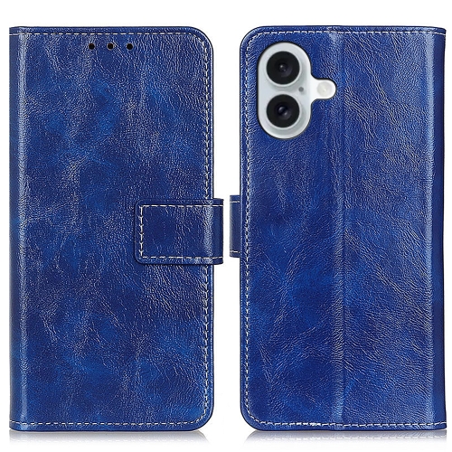 

For iPhone 16 Retro Crazy Horse Texture Horizontal Flip Leather Phone Case(Blue)