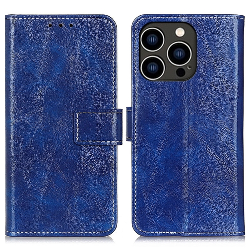 

For iPhone 16 Pro Retro Crazy Horse Texture Horizontal Flip Leather Phone Case(Blue)