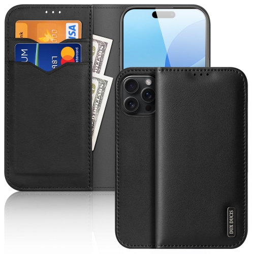 

For iPhone 16 Pro Max DUX DUCIS Hivo Series Cowhide + PU + TPU Flip Phone Case(Black)