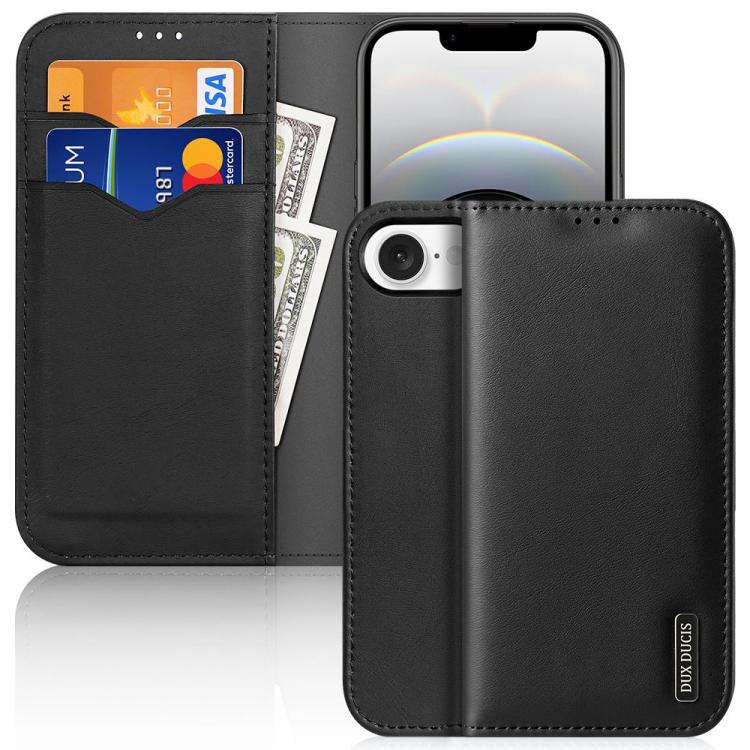 

For iPhone 16e DUX DUCIS Hivo Series Cowhide + PU + TPU Flip Phone Case(Black)