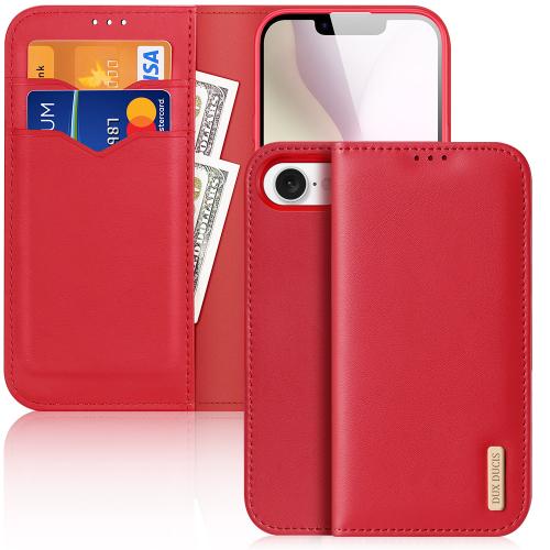 

For iPhone SE 2024 DUX DUCIS Hivo Series Cowhide + PU + TPU Flip Phone Case(Red)