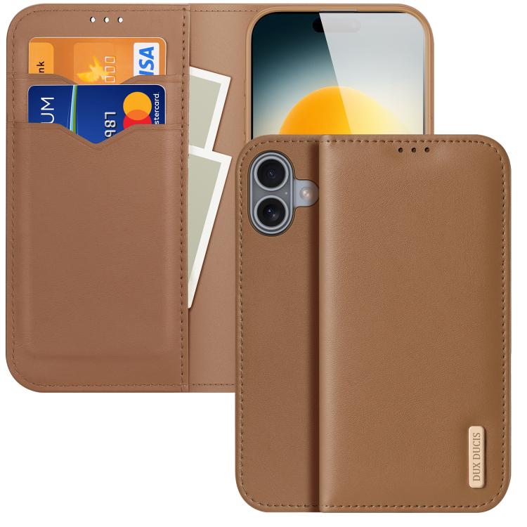 

For iPhone 17 DUX DUCIS Hivo Series Cowhide + PU + TPU Flip Phone Case(Brown)