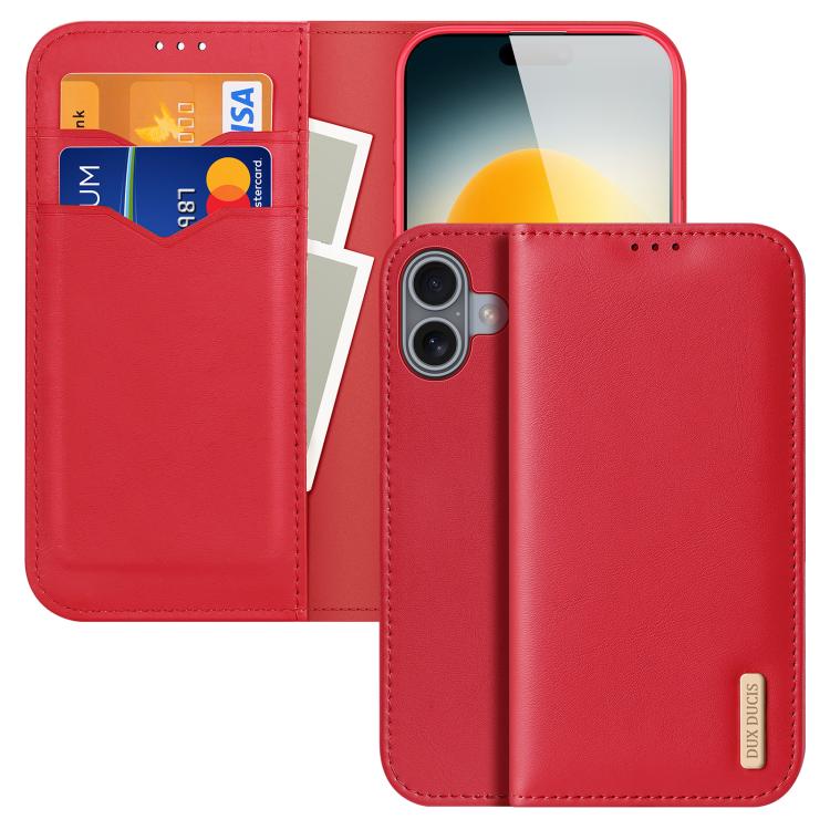 

For iPhone 17 DUX DUCIS Hivo Series Cowhide + PU + TPU Flip Phone Case(Red)