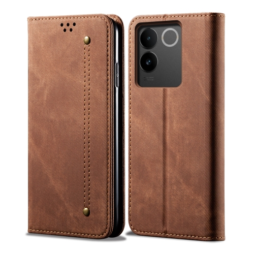 

For vivo S17e Denim Texture Flip Leather Phone Case(Brown)