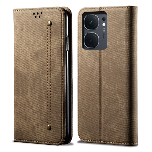 

For vivo iQOO Neo9 Pro / Neo9 Denim Texture Flip Leather Phone Case(Khaki)
