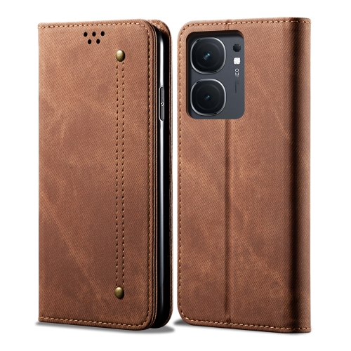 

For vivo iQOO Neo9 Pro / Neo9 Denim Texture Flip Leather Phone Case(Brown)