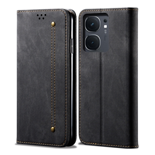 

For vivo iQOO Neo9 Pro / Neo9 Denim Texture Flip Leather Phone Case(Black)