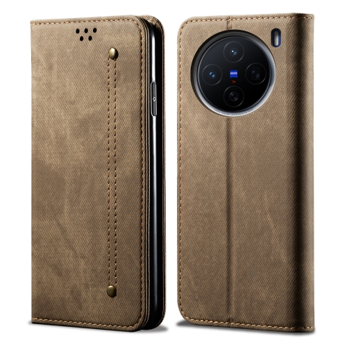 

For vivo X200 Pro mini Denim Texture Flip Leather Phone Case(Khaki)