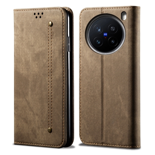 

For vivo X200 Pro Denim Texture Flip Leather Phone Case(Khaki)