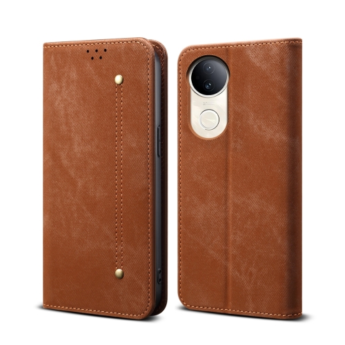 

For vivo S20 5G Denim Texture Flip Leather Phone Case(Brown)