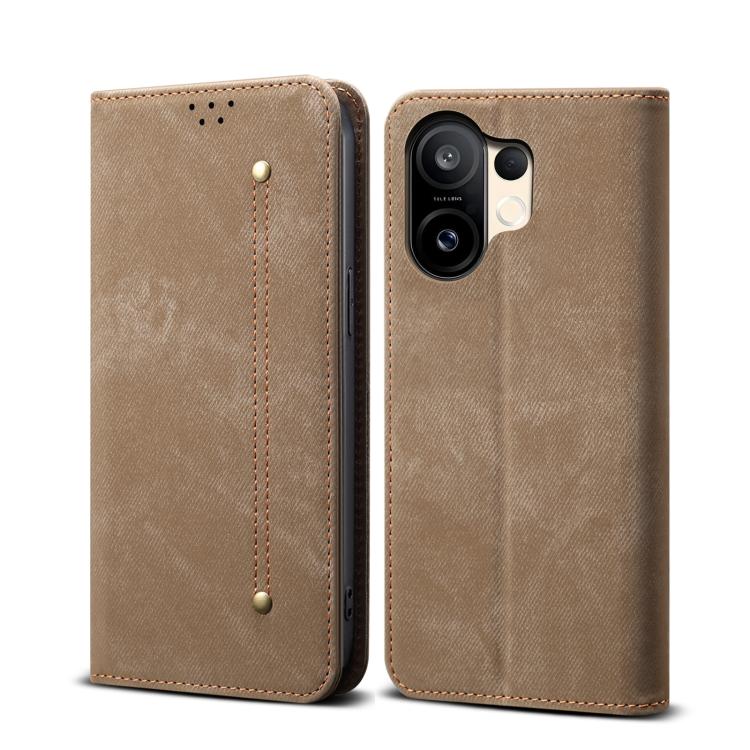 

For vivo S30 Pro mini Denim Texture Flip Leather Phone Case(Khaki)