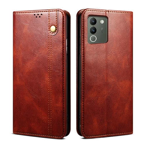 

For vivo Y200 Oil Wax Crazy Horse Texture Leather Phone Case(Brown)