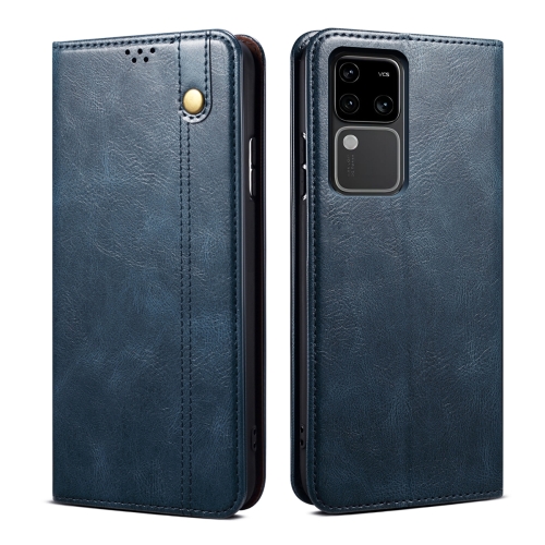 

For vivo S18 Pro Oil Wax Crazy Horse Texture Leather Phone Case(Blue)