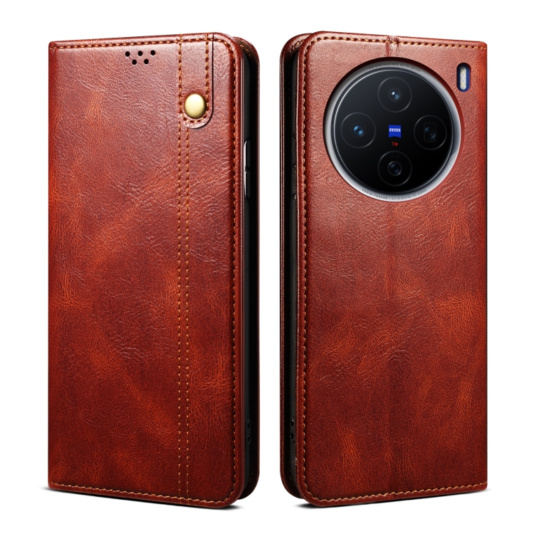 

For vivo X200 Oil Wax Crazy Horse Texture Leather Phone Case(Brown)