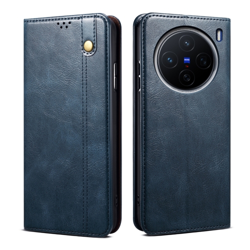 

For vivo X200 Oil Wax Crazy Horse Texture Leather Phone Case(Blue)