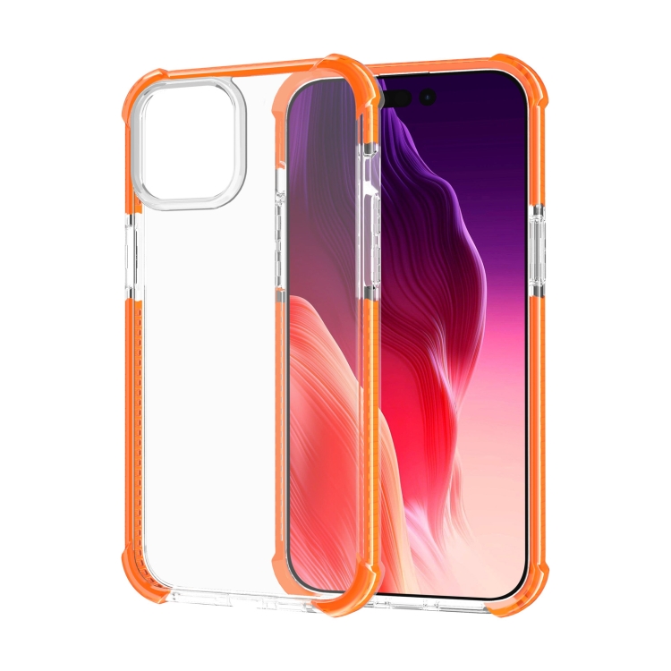 

For iPhone 15 Four-corner Shockproof TPU Hybrid Acrylic Phone Case(Orange)