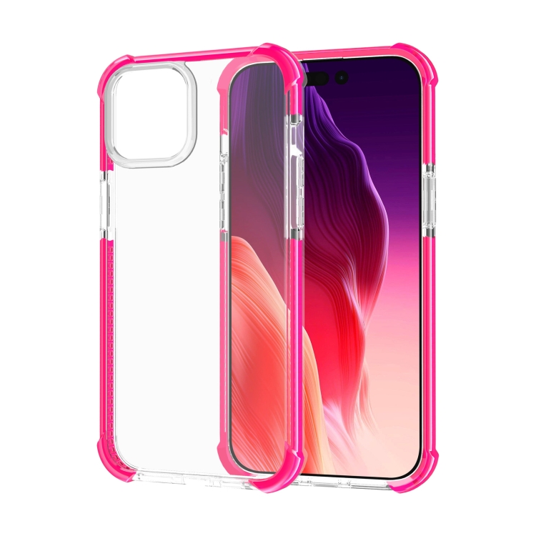 

For iPhone 15 Four-corner Shockproof TPU Hybrid Acrylic Phone Case(Pink)