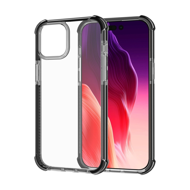 

For iPhone 15 Four-corner Shockproof TPU Hybrid Acrylic Phone Case(Black)