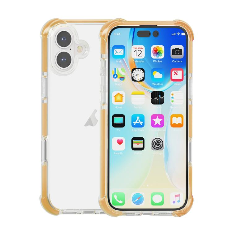 

For iPhone 16 Four-corner Shockproof TPU Hybrid Acrylic Phone Case(Gold)
