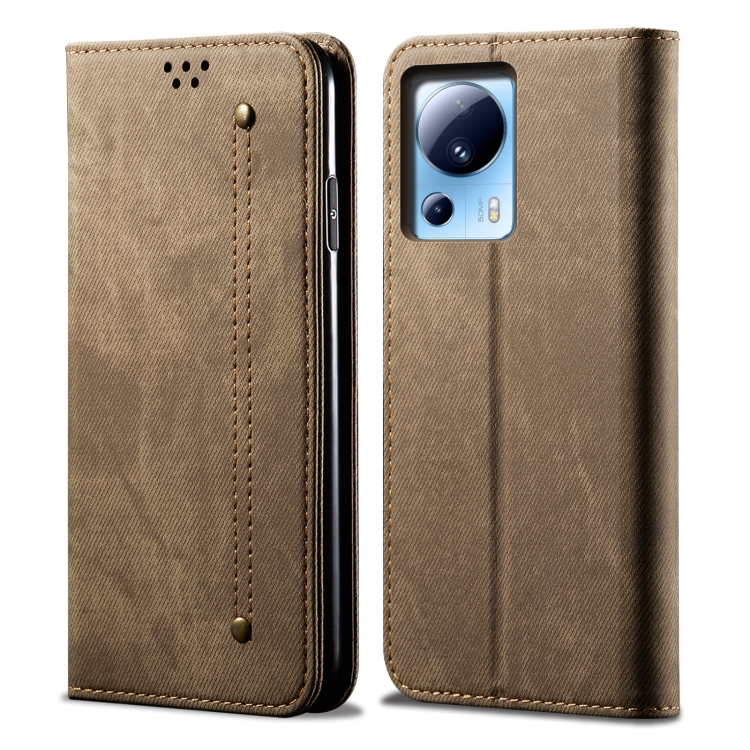 

For Xiaomi 13 Lite / Civi 2 Denim Texture Flip Leather Phone Case(Khaki)