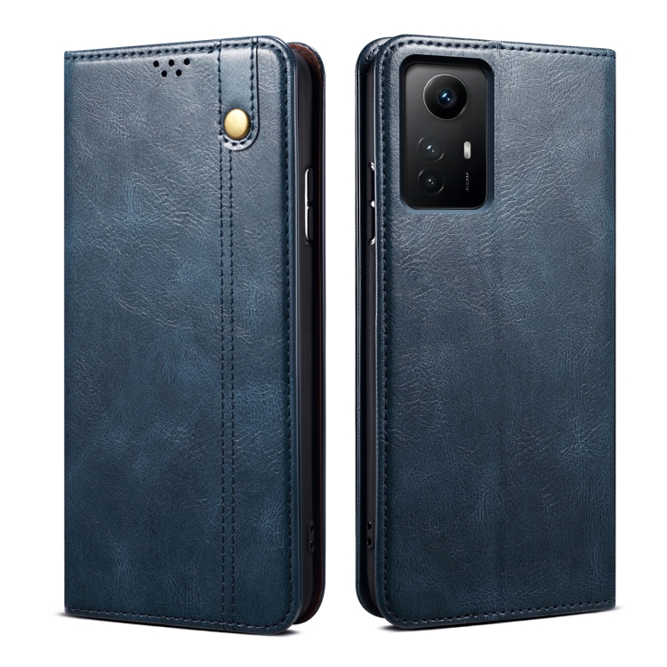 

For Xiaomi Redmi Note 12S Oil Wax Crazy Horse Texture Leather Phone Case(Blue)
