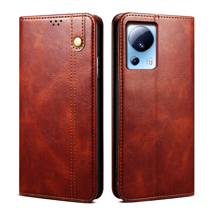

For Xiaomi 13 Lite / Civi 2 Oil Wax Crazy Horse Texture Leather Phone Case(Brown)