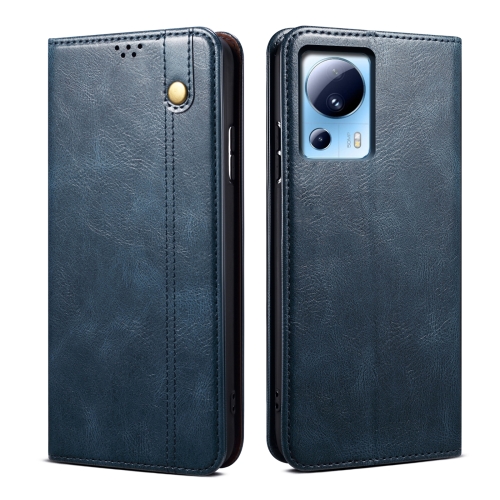 

For Xiaomi 13 Lite / Civi 2 Oil Wax Crazy Horse Texture Leather Phone Case(Blue)