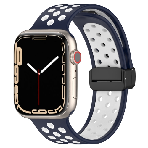 適用於Apple Watch 2 38mm 洞洞雙色磁吸扣硅膠錶帶（