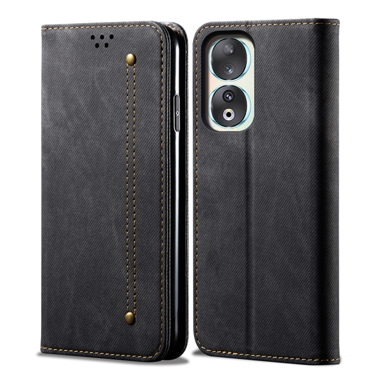 

For Honor 90 Pro Denim Texture Flip Leather Phone Case(Black)