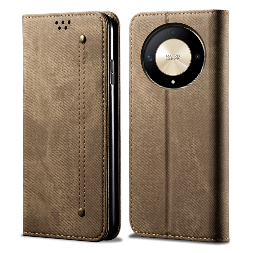 

For Honor Magic6 Lite / X9b 5G Denim Texture Flip Leather Phone Case(Khaki)