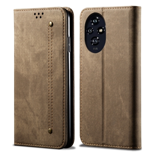 

For Honor 200 Denim Texture Flip Leather Phone Case(Khaki)