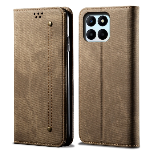 

For Honor X6b 4G Global Denim Texture Flip Leather Phone Case(Khaki)