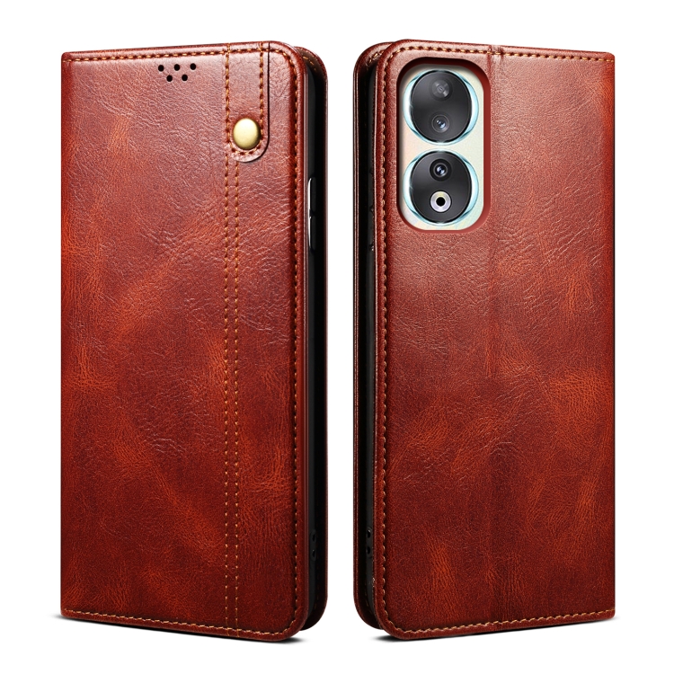 

For Honor 90 Pro Oil Wax Crazy Horse Texture Leather Phone Case(Brown)