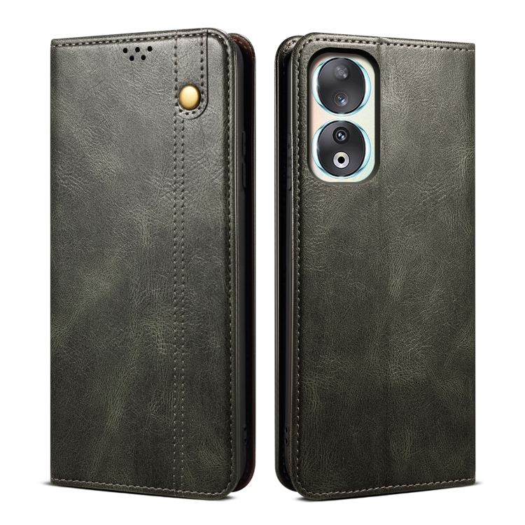 

For Honor 90 Pro Oil Wax Crazy Horse Texture Leather Phone Case(Green)