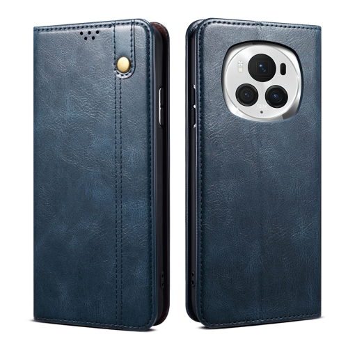 

For Honor Magic6 Pro Oil Wax Crazy Horse Texture Leather Phone Case(Blue)