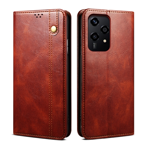 

For Honor 200 Lite Global Oil Wax Crazy Horse Texture Leather Phone Case(Brown)