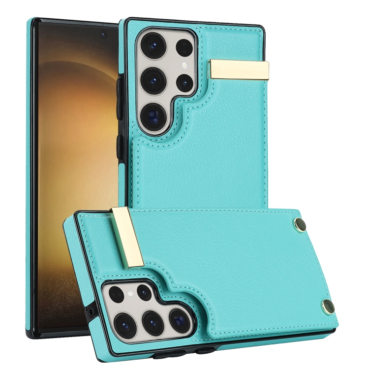 

For Samsung Galaxy S23 Ultra 5G Metal Buckle Card Slots Phone Case(Green)