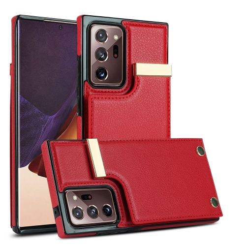 

For Samsung Galaxy Note20 Ultra Metal Buckle Card Slots Phone Case(Red)